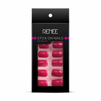 RENEE Kajal Pen with Sharpener - Stark White 0.35gm 24 Hrs Stay Long Lasting Kohl Pencil, Matte & RENEE Stick On Nails BN 09| 24 Reusable Artificial Fake Nail Set| Lightweight & Long Lasting