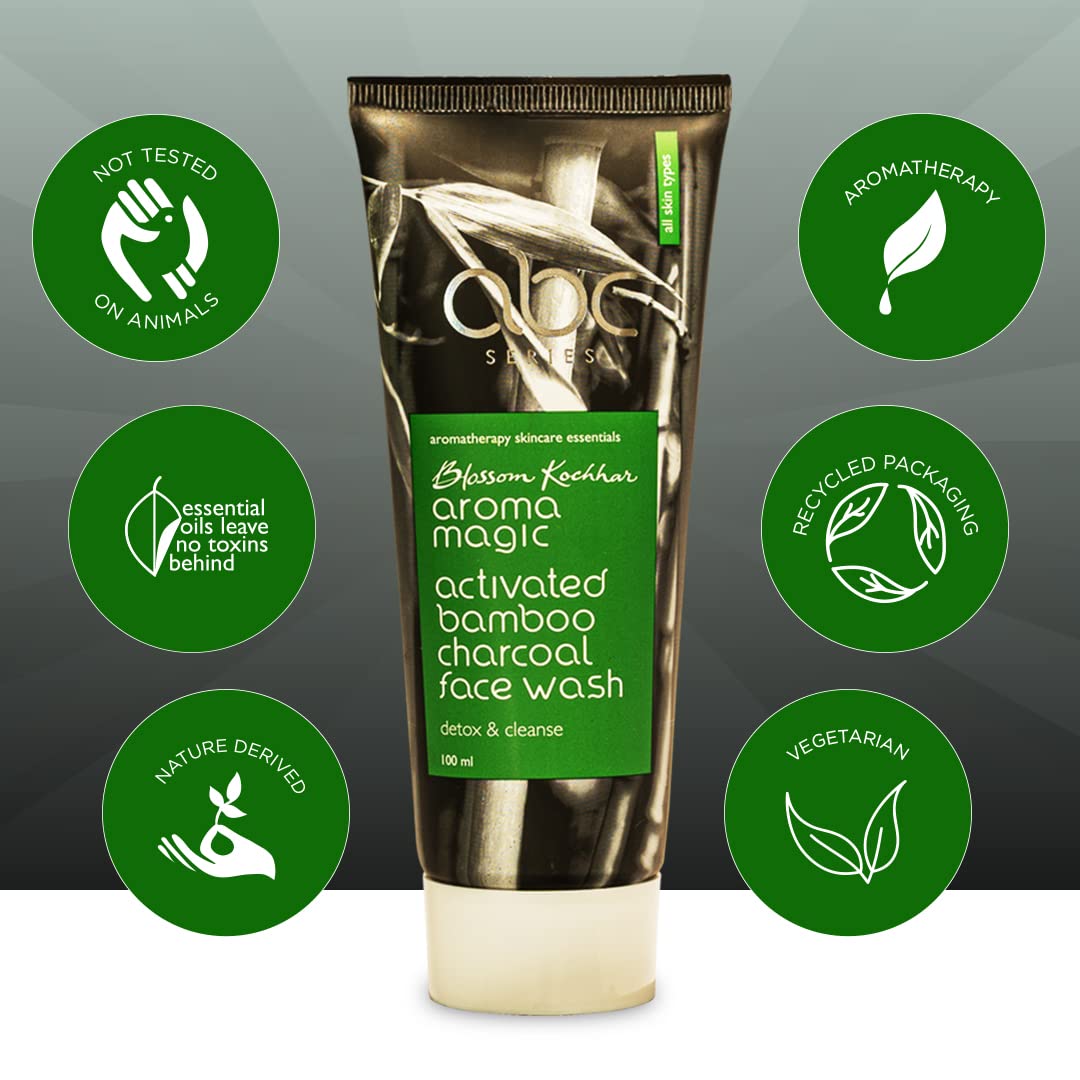 Aroma Magic Detox & Cleanse Face Wash with Activated Bamboo Charcoal & Lemon Essential Oil | Suitable for All Skin Types | 100ml (Pack of 1)