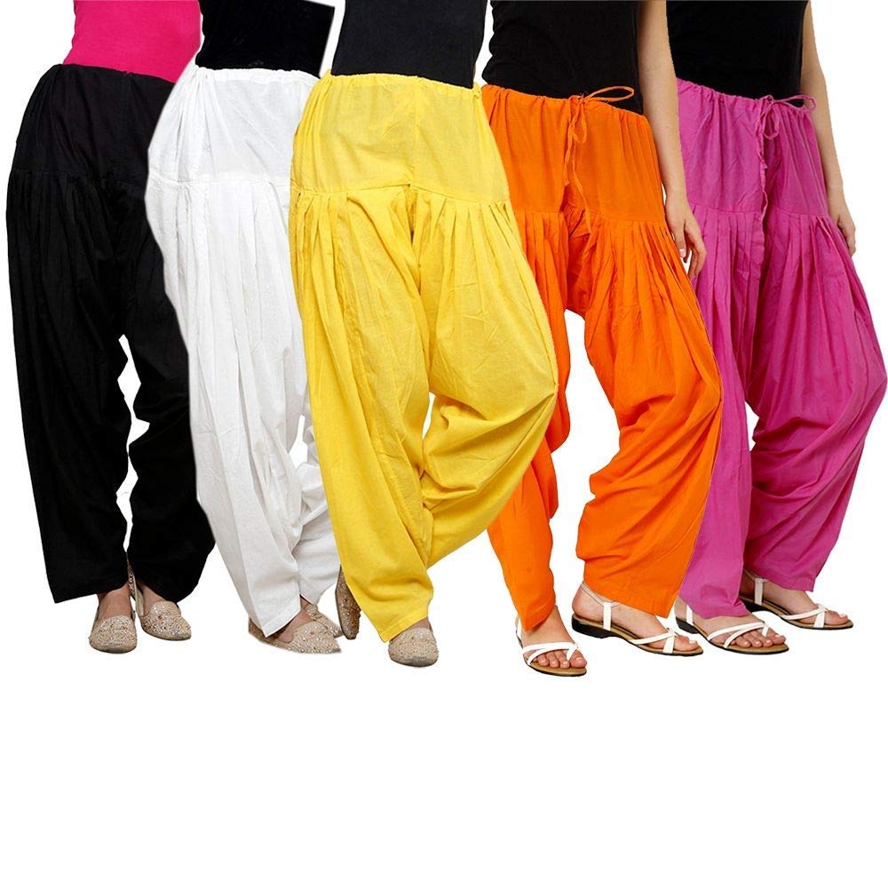 Pistaa's  Women's  Regular Fit Patiala Bottom (Multicolor, Free Size, Pack of 5)