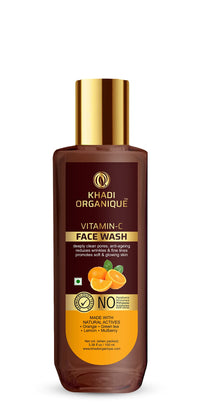 Khadi Organique Vitamin C Natural Face Wash for Glowing & Brightening Skin | Reduces Skin Dullness & Tan | Best Suitable Face Wash for Women & Men of All Skin Types - 100ml