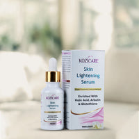 Kozicare Skin Lightening Serum Enriched with 2% Kojic Acid, 1% Glutathione, 5% Mulberry Extract, 1% Arbutin, 0.20% Allantoin |Maximum Brightening for Face, Neck & Body | Reduces Dark Spots, Hyperpigmentation -30ml
