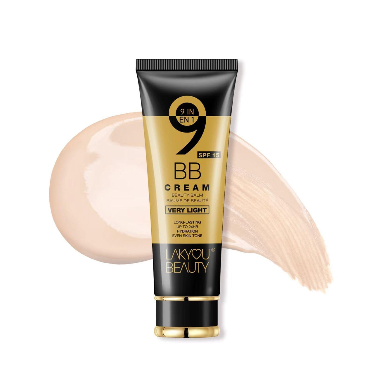Lakyou Beauty 9 in 1 BB Cream | Light Weight | Long Lasting | Up To 24Hrs Hydration | Even Skin Tone | SPF-15 | Shade-01 | 80g