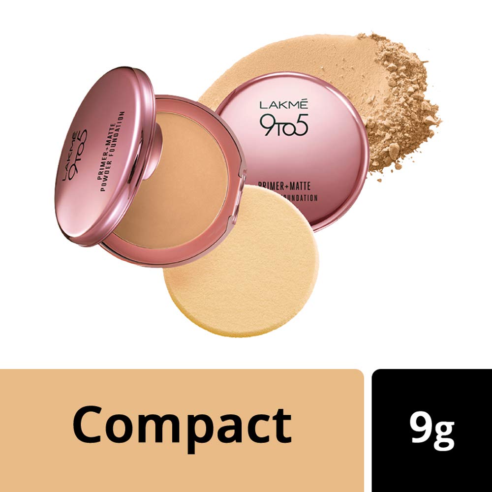 Lakmé 9 to 5 Primer with Matte Powder Foundation Compact, Ivory Cream, 9g And Lakmé 9 to 5 Primer with Matte Powder Foundation Compact, Silky Golden, 9g