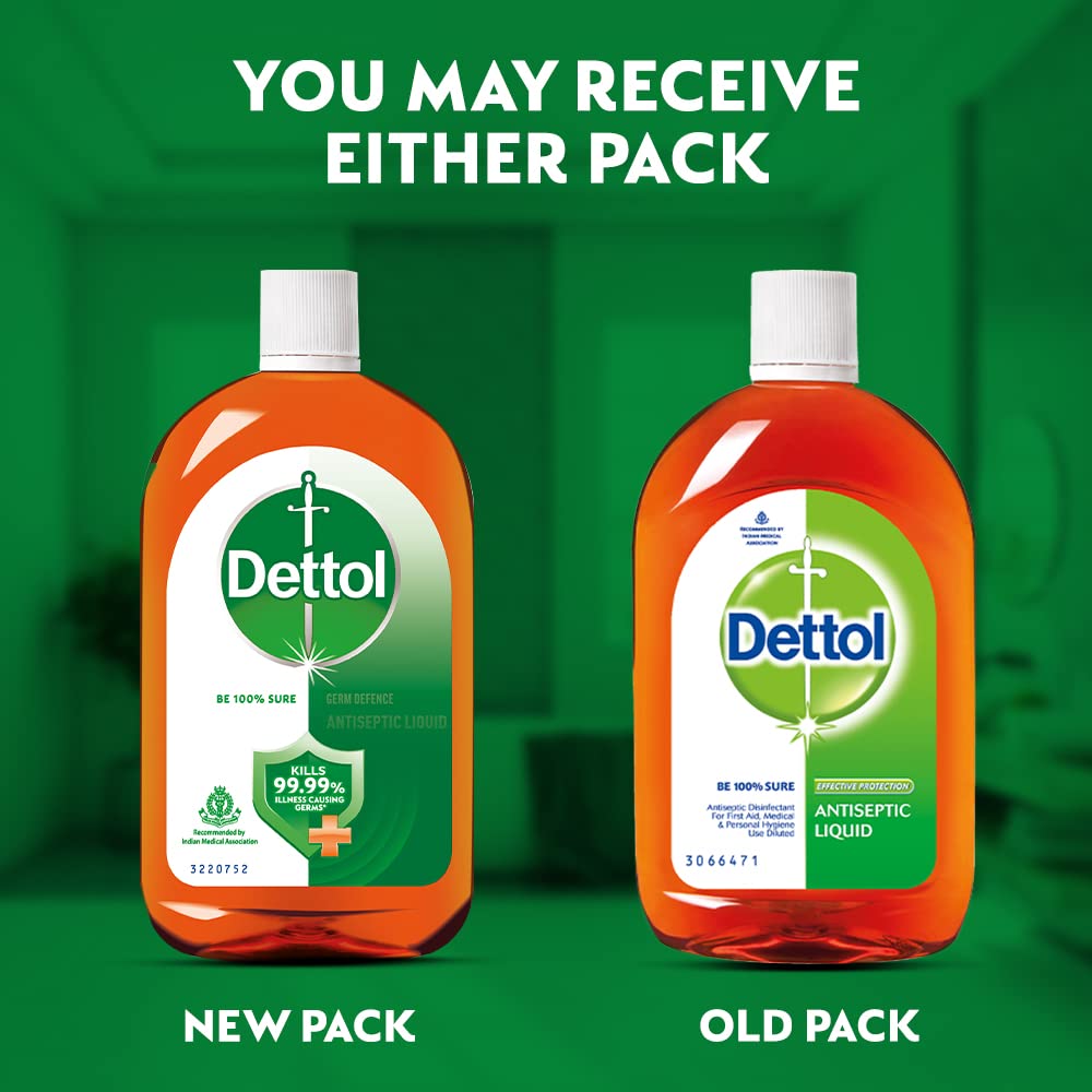 Dettol Antiseptic Liquid for First Aid, Surface Disinfection and Personal Hygiene, 1000ml (Pack of 2)