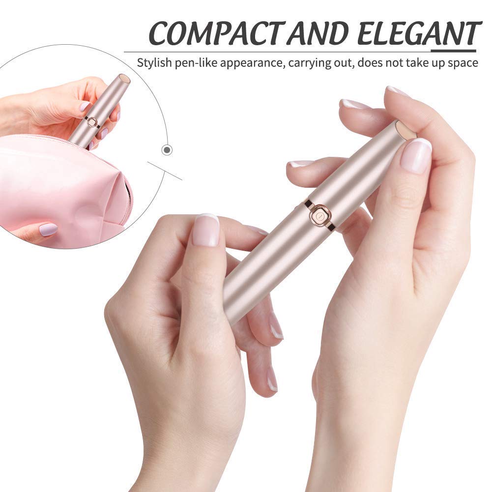 Painless Eyebrow Hair Remover,upper lip hair remover for women hair removal trimmer for women with LED Light for Women - Rose Gold