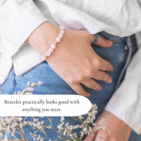 [Healing Trust] Rose Quartz Bracelet for Women for Love Attraction, Healing Bracelets for Women, Healing Crystal Jewelry, Rose Colored Ball Spacers, Healing Heart Chakra, Rose Quartz Fertility Gifts for Women, Love Bracelet, Crystal healing bracelet, R...