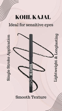 Star's Cosmetics Kohl Kajal Pencil, Black - Long-Lasting, Matte Finish, Highly Pigmented, Smudge-Proof, Waterproof, Lightweight, Soft & Natural Eyeliner, 30g (BLACK, Pack of 2)