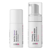 Cos-IQ Stretch Marks Removal Roll-On Serum for All Skin Types 40ml + F1 Brightening Intimate Wash for Women 100ml