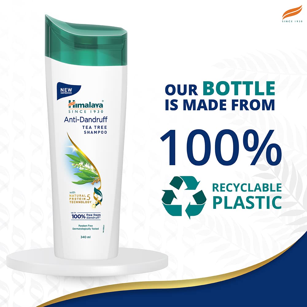 Himalaya Anti-Dandruff Tea Tree Shampoo, Removes up to 100% Dandruff, Soothes Scalp & Nourishes Hair, with Tea Tree oil and Aloe Vera, for men and women, 340ml