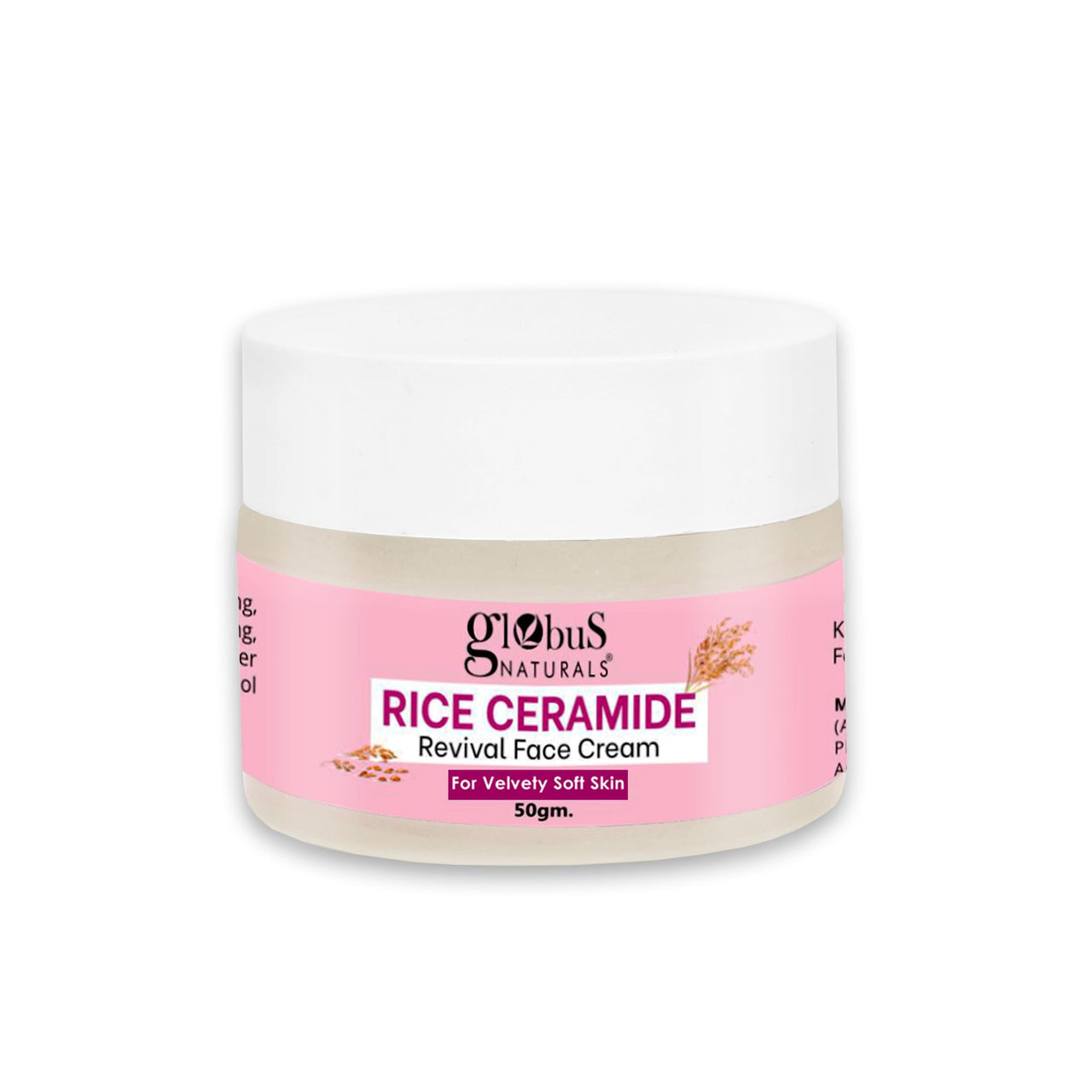 Globus Natural Rice Ceramide Revival Face Cream, Enriched with Sunflower & Coffee, For Velvety Soft Skin, 50 gm