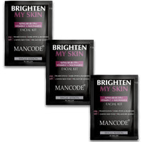 Mancode Brighten My Skin Facial Kit For Men | Salon-Like Glowing Skin In 6 Easy Steps | Improves Skin Texture | Instant Glow | Suitable For All Skin Types - 3 x 58 G (Pack of 3)