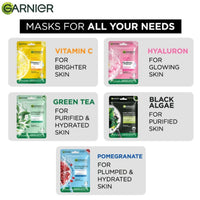 Garnier Skin Naturals, Face Mask, Hydrating & Detoxifying, Black Serum Mask Pure Charcoal, 1 pc, 28g | Garnier Skin Naturals, Face Mask, Hydrating, Brightening & Anti-Dark Spots, Bright Complete, 1 pc, 28g