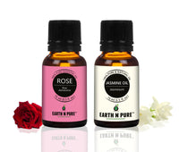 Earth N Pure Jasmine Essential Oil and Rose Essential Oil Pack of 2-15ml for Aromatherapy, Skincare and Home Fragrances