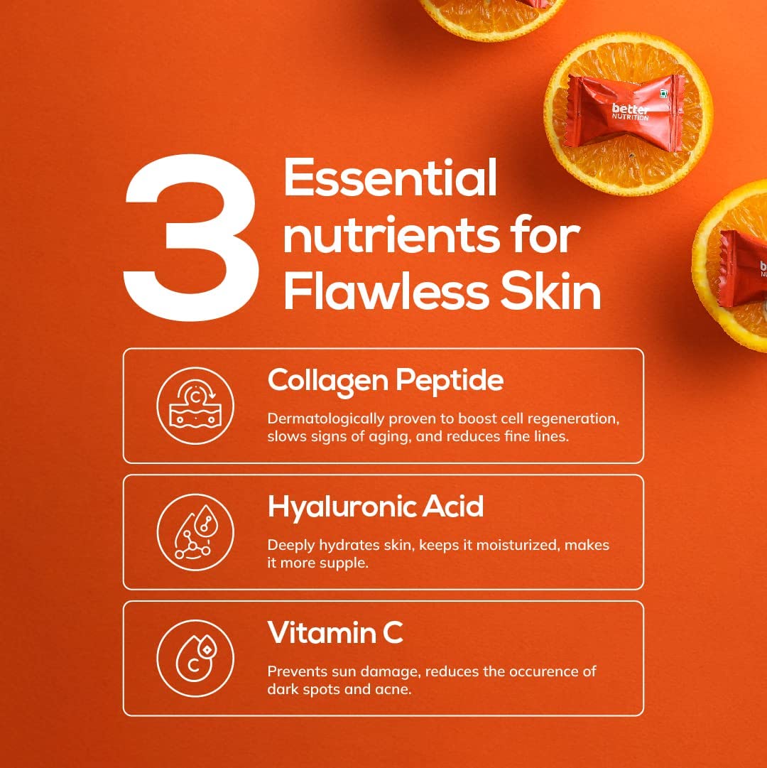 Supply6 Flawless Skin Collagen Gummies for Women and Men - 60 Gummy Pack | Hyaluronic Acid & Vitamin C Collagen Gummies | Skin Hydration, Glowing Skin, Elasticity & Fine Lines