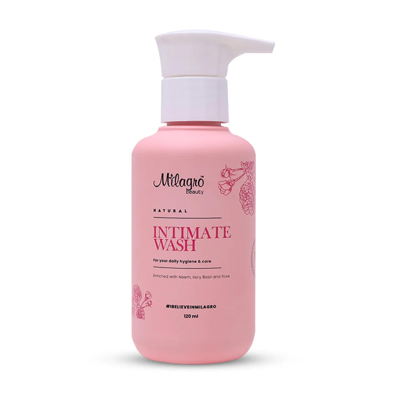 Milagro Beauty Natural Intimate Wash for Women – Gentle Feminine Hygiene Wash, pH-Balanced Formula, Soothes Itching & Dryness, Fights Odour, 100% Vegan & Paraben-Free, 120ml