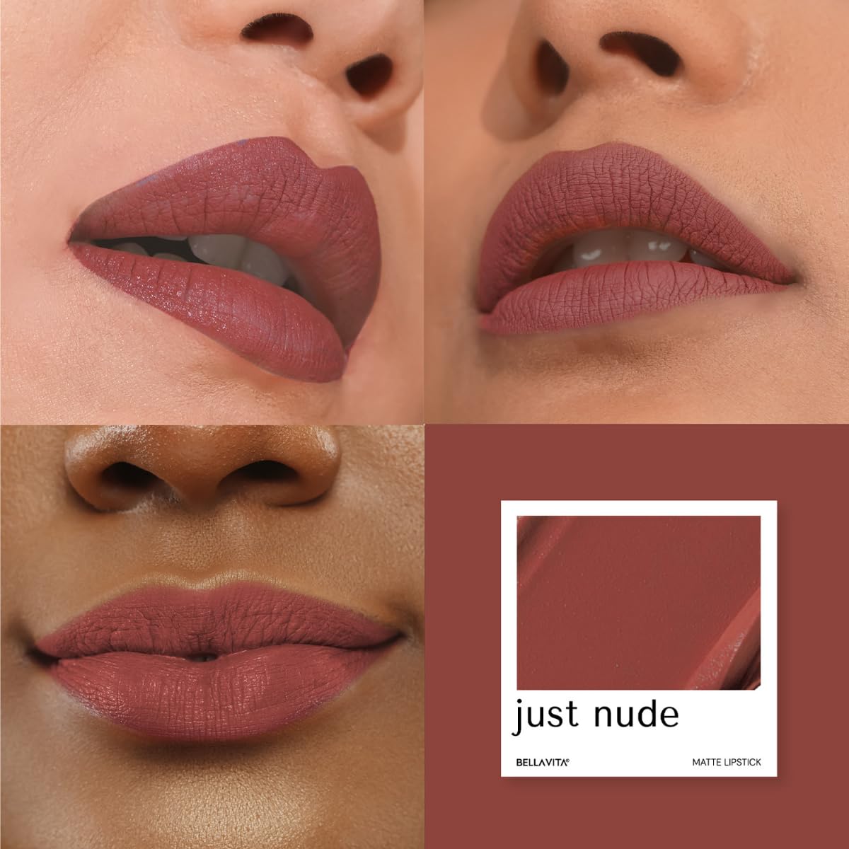BELLAVITA Kiss-Proof Liquid Lipstick | 3.8 ml | 18-hr Stay | Transferproof Lipstick | Long Lasting | Ultra Matte Finish | Intense Moisturisation | Waterproof Liquid Lipsticks for Women | Just Nude