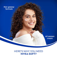 NIVEA Soft Light Moisturizer 100ml | Playful Peach | For Face, Hand & Body, Instant Hydration | Non-Greasy Cream | With Vitamin E & Jojoba Oil | All Skin Types