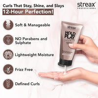 Streax Professional Curl Defining Cream, 150 gm-Leave In Curl Cream for culry hair-Moisturizes, Enhances Natural Curl Definition & Provides Medium Hold to Dry Frizzy, Wavy & Curly Hair