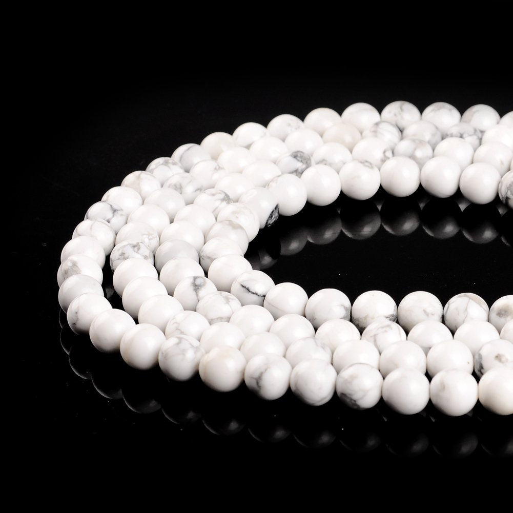 Natural Stone Beads 10mm White Howlite Gemstone Round Loose Beads Crystal Energy Stone Healing Power for Jewelry Making DIY,1 Strand 15"