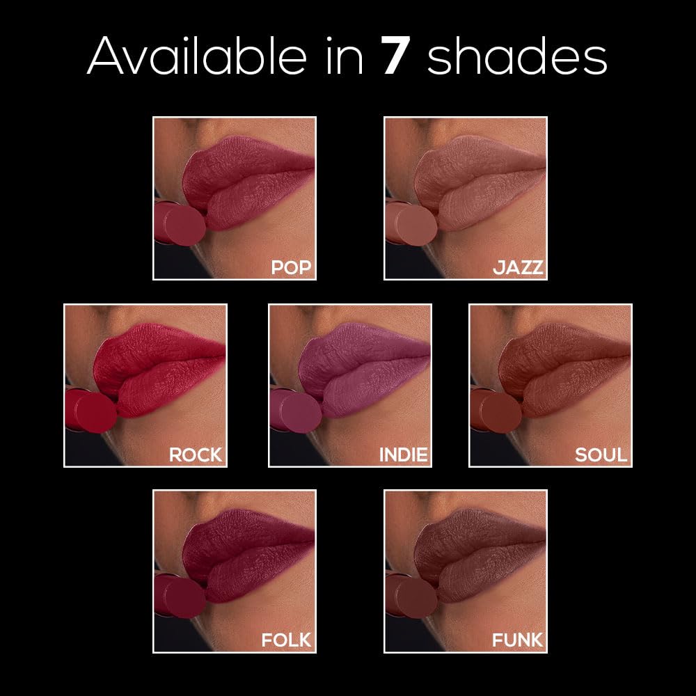 RENEE Matte Lock Lipstick- Folk, Moisturizing, Long Lasting & Weightless Formula, Intense Color Pay Off with Ultra-Matte Finish, Enriched with Avocado oil, Vitamin E, D & Beta-Carotene, 3.5 Gm