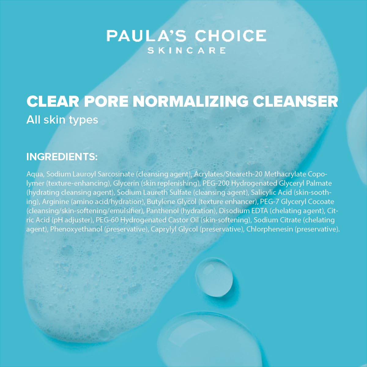 Paula's Choice CLEAR Pore Normalizing Cleanser, Salicylic Acid Acne Face Wash, Redness & Blackheads, 177 ml