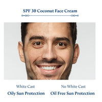 Blue Nectar Coconut Face Cream with SPF 30 Sunscreen for Men | Plant Based Oil Free Moisturizer for Face with Vitamin E | Brightening Sunscreen for Oily, Dry & Sensitive Skin (16 Herbs, 50g)