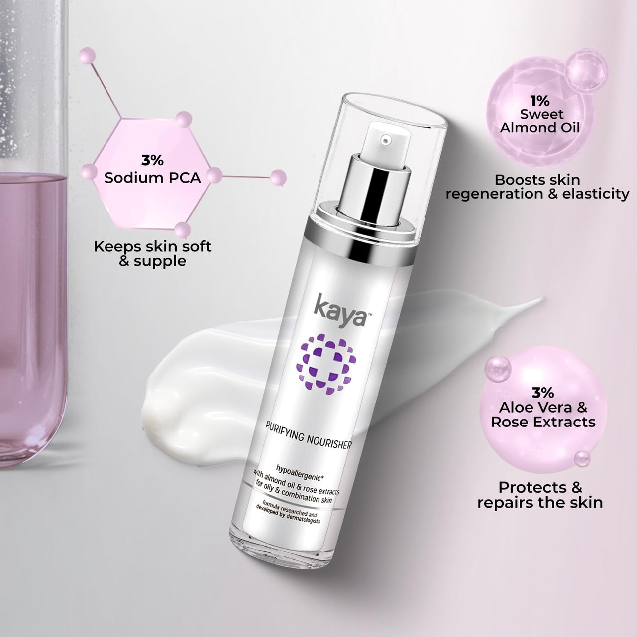 Kaya Acne Care Purifying Nourisher, Gentle/light/non-greasy daily Moisturizer for oily & pimple prone skin, 50 ml