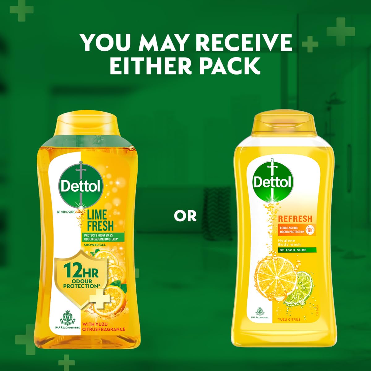 Dettol Body Wash and Shower Gel for Women and Men, Refresh - 250ml | Soap-Free Bodywash | 12h Odour Protection (Pack of 2)