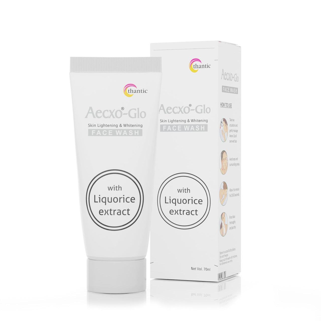 Aecxo Glo 2% Kojic Acid Brightening Face Wash With 1% Glycolic Acid, 3% Niacinamide & Vitamin C | Fights Tanning, Dark Spots & Pigmentation | Good For All Skin Types (70ml)