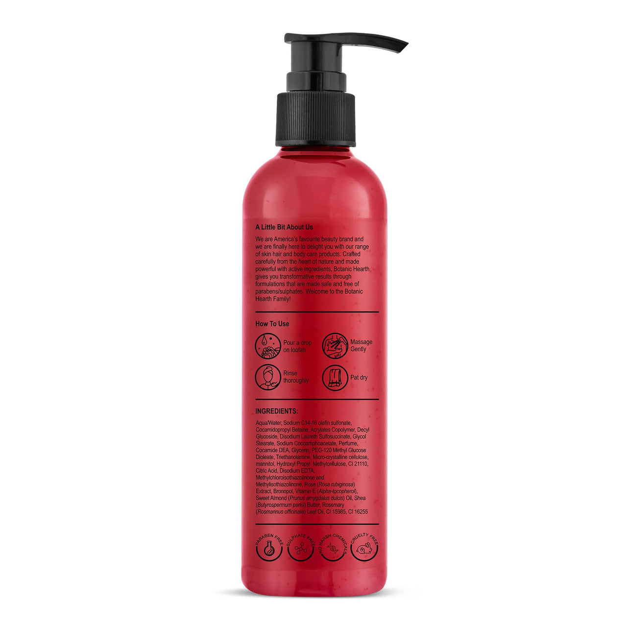 Botanic Hearth Garden Rose Body Wash with Shea Butter & Vitamin E | Moisturizing Body Wash Shower Gel for Softer, Smoother Skin | Sulfate & Paraben Free | for Women & Men | 245ml