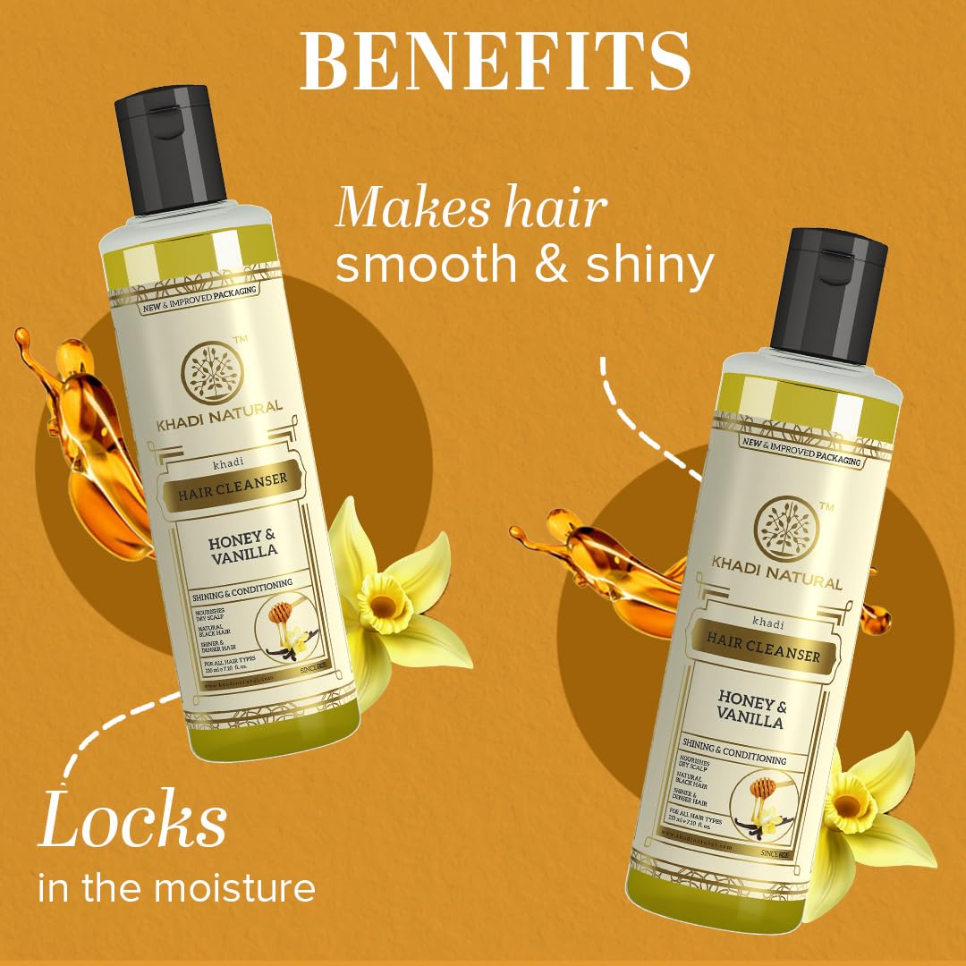 Khadi Natural Honey & Vanilla Hair Shampoo For Soft Hair, For Hair Growth, Suitable for All Hair Types|, Pack of 2| (210 * 2) (420 ml)