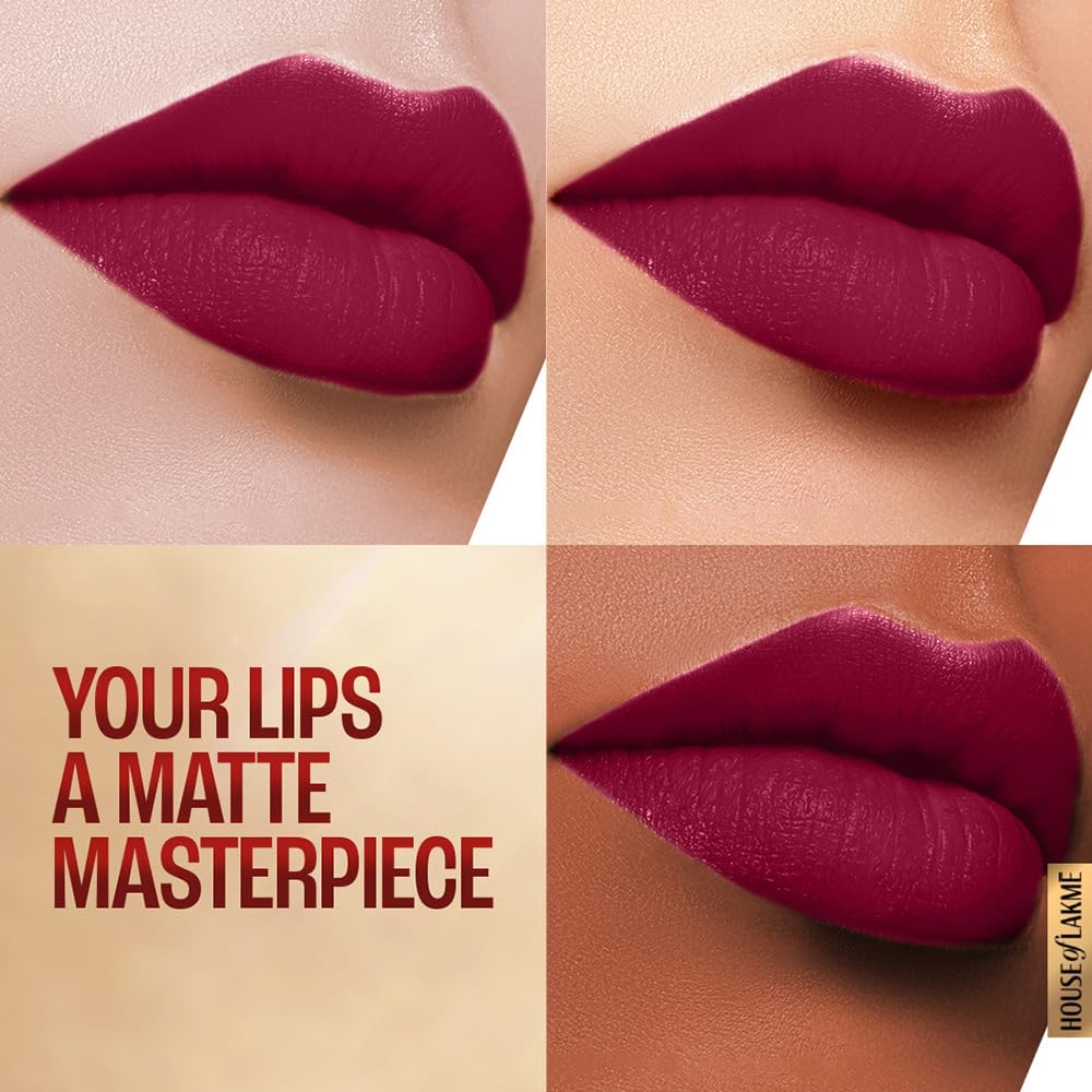 Lakmé 9 To 5 Primer + Matte Lipstick, Matte Finish, Lightweight Lipstick, Lasts For 16Hrs, Nourishes Lips & Great For Daily Use, Red Velvet, 3.6G