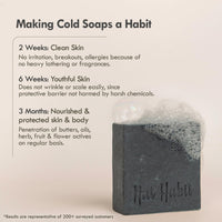 Nat Habit Detox Charcoal Butter Bath Soap With Ayurvedic Cold Processed For Detoxification, Blackheads & Tan Removal (Pack of 2 x 125gm)