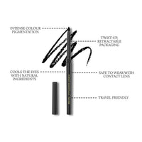 Forest Essentials Gulaab Khaas Pencil Kajal Charcoal Black | Made with Cow Ghee & Rose Petals | Natural Highly Pigmented Kajal | Helps in Cooling & Soothing the Eyes