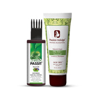 Passion Indulge Neuropassit NTstress Hair fall Control 100ml & Aloe Tree 2 in 1 Anti Dandruff Conditioning shampoo 200ml Combo Pack For Reduce Stress & Anxiety |Hair Cooling Oil | Promote Good Sleep | Anti Dandruff With Jatamansi & Aloe Vera | Natural & V