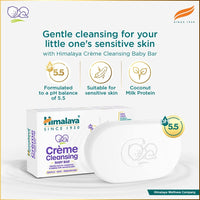 Himalaya Creme Cleansing Baby Bar 125G| pH 5.5|with Coconut milk Protein and Aloe vera|Soap Free|Dermatologically tested |For New borns|For Baby's  sensitive skin| No Parabens|No Synthetic Colors