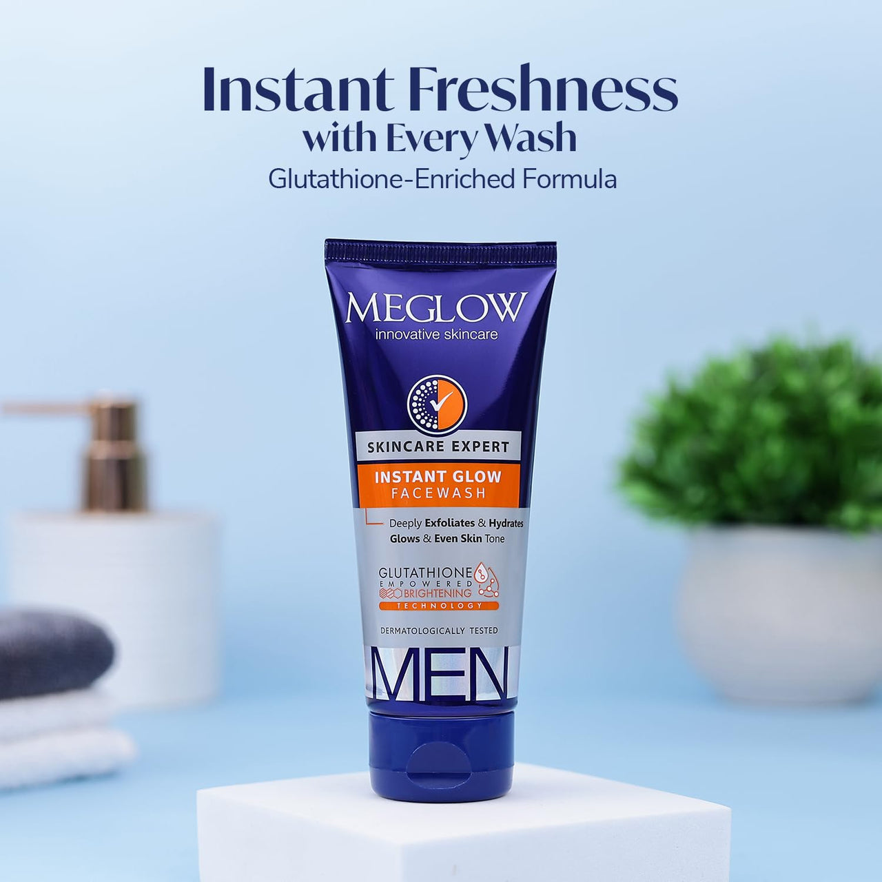 Meglow Instant Glow Facewash for Men | Skin Brightening Face Wash | Deeply Exfoliates & Hydrates | Glows & Even Skin Tone | Pack of 3 (70g each)