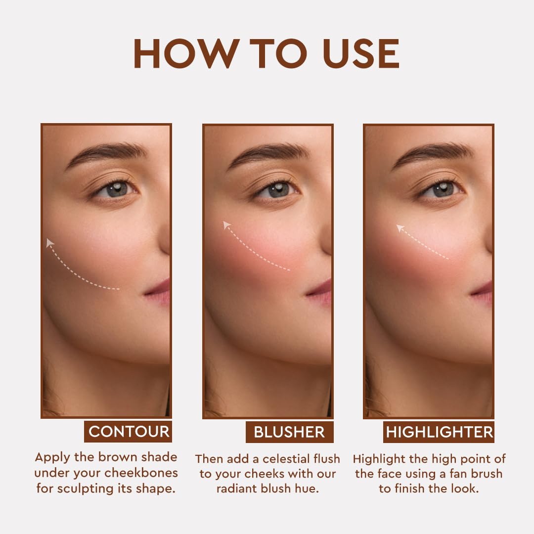 C2P Pro Celestial 3-in-1 Face Palette for Makeup | Matte Bronzer, Highlighter & Blush | Cream-Based Blusher for Cheeks | Lightweight & Long-Lasting | Vegan & Cruelty-Free (12g, Back to L.A.)