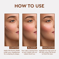 C2P Pro Celestial 3-in-1 Face Palette for Makeup | Matte Bronzer, Highlighter & Blush | Cream-Based Blusher for Cheeks | Lightweight & Long-Lasting | Vegan & Cruelty-Free (12g, Back to L.A.)