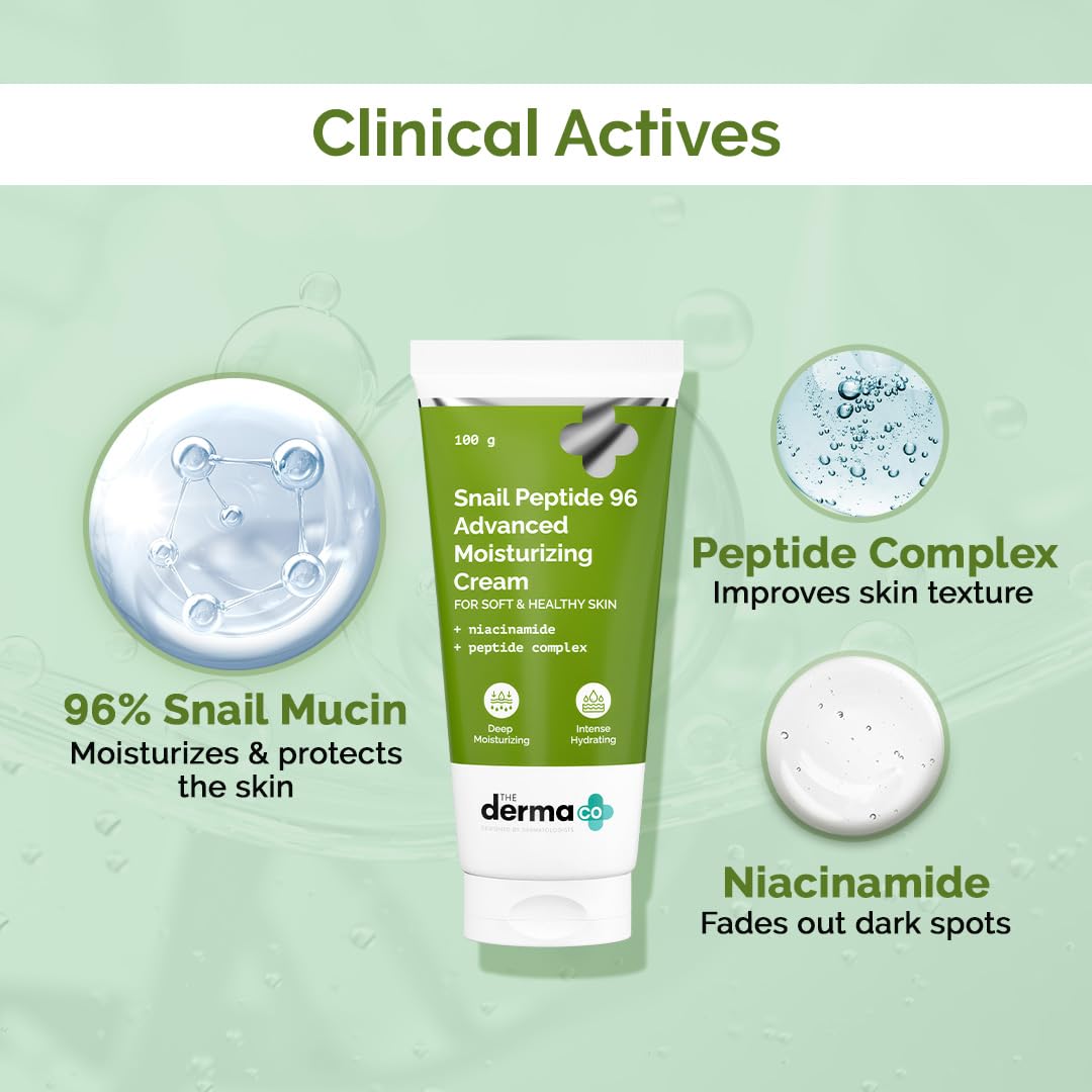 The Derma Co . Snail Peptide 96 Advanced Moisturizing Cream|Snail Mucin, Niacinamide,Peptide Complex&Pentavitin|24-Hour Moisturizing|Deep Nourishment&Intense Hydration Moisturizer |Korean Cream-100G