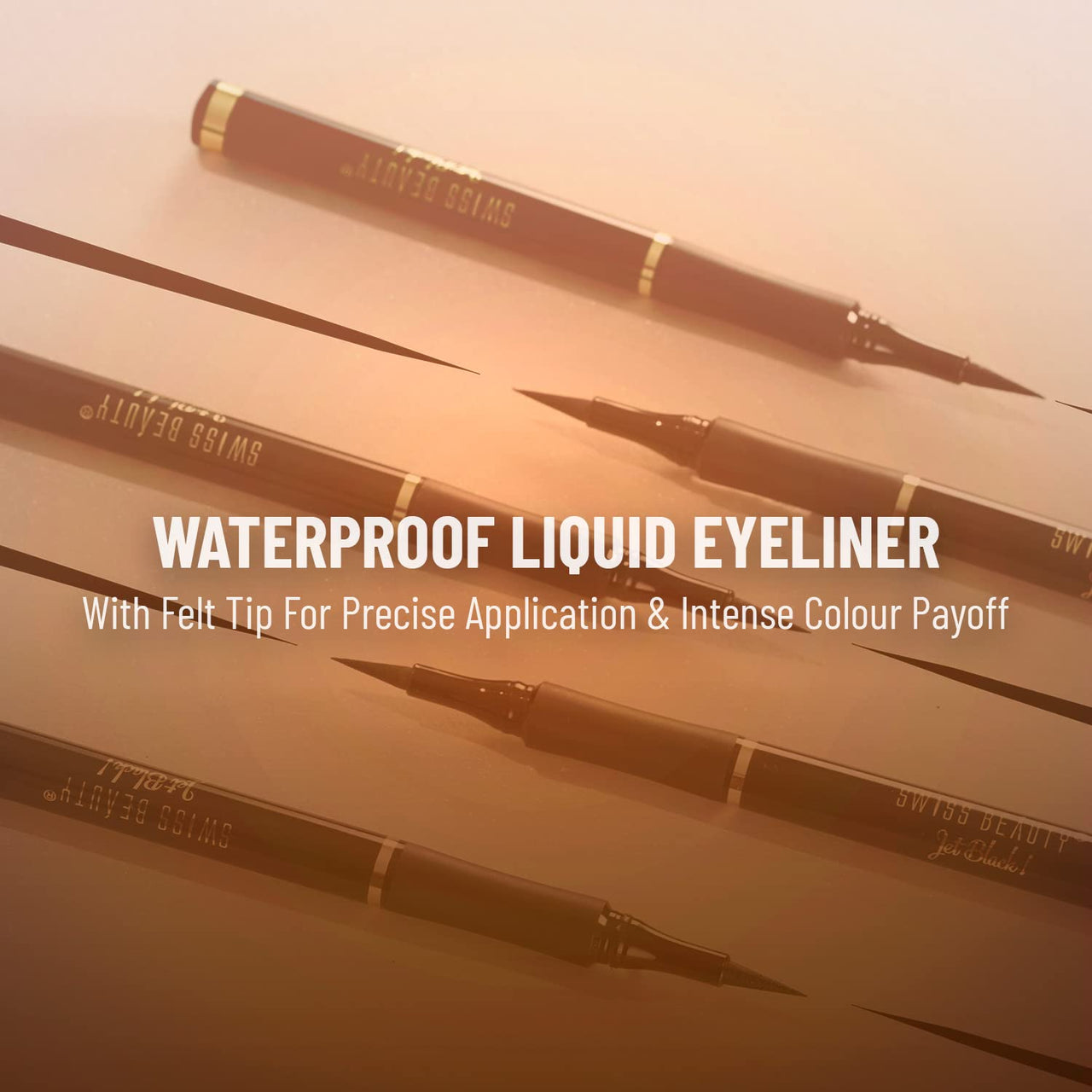 SWISS BEAUTY Waterproof And Long Wearing Bold Felt Tip Pen Glossy Eyeliner | Smudge Proof Eye Makeup | Quick Drying | Black, 1.2Ml