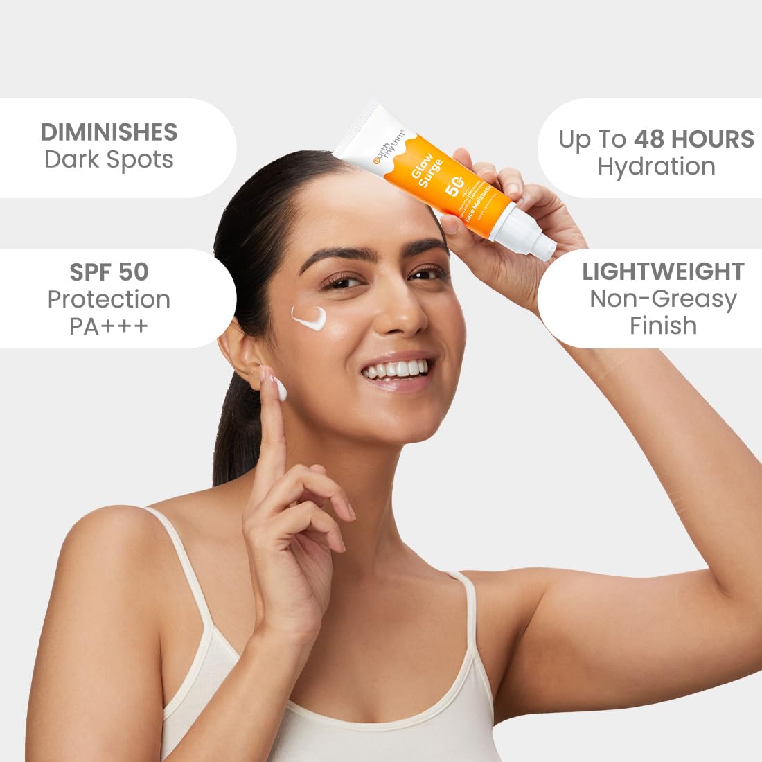 Earth Rhythm Glow Surge Face Moisturizer with SPF 50 PA++++ Infused with Niacinamide, Vitamin - C for Intense Hydration, For all skin types - 50ml