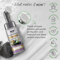 WOW Skin Science Charcoal Foaming Face Wash | Built in Brush for Deep Cleansing | All Skin Types | Fresh, Clear Skin | Paraben & Sulphates Free | For Women & Men | 150 ml