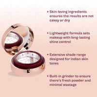 Typsy Beauty Hustle & Grind Setting Powder I Banana Smoothie I Unique In-Built Powderizer for Zero Waste & Spilling I Packed with Hayalauronic Acid & Ceramides I Soft Yellow Shade I Paraben Free 4.5g