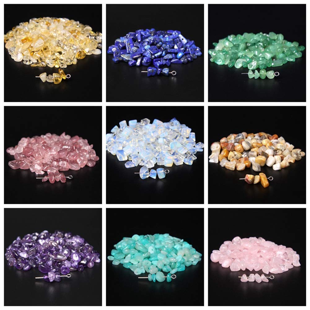 Chip Stone Beads Turquoise 5-8mm About 400 Pieces Irregular Gemstones Healing Crystal Loose Rocks Bead Hole Drilled DIY for Bracelet Jewelry Making Crafting (5-8mm, Turquoise)
