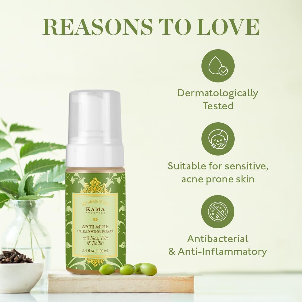 Kama Ayurveda Anti Acne Cleansing Foam, 50ml