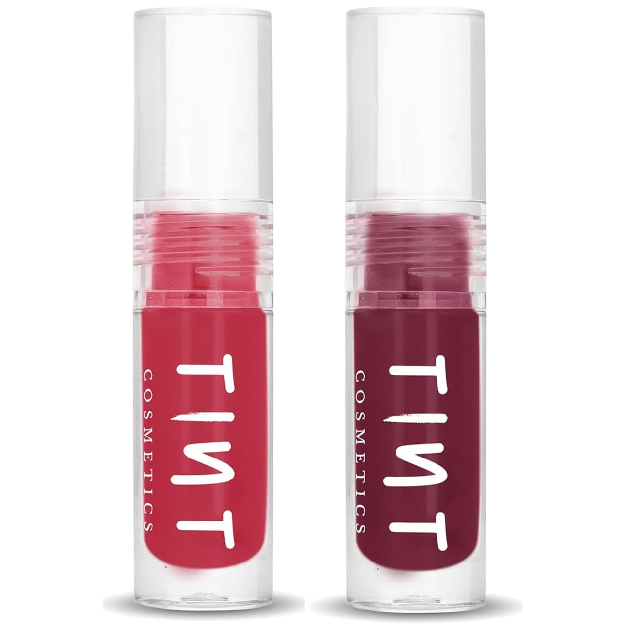 Tint Cosmetics 2.5ml Set of 2 Lipgloss, Red & Deep Wine, Non Sticky, Hydrating, Light Weight, Long Lasting, High Shine & Soft Natural Liquid Lip Gloss For Girl & Women (Berry Pink & Vino)