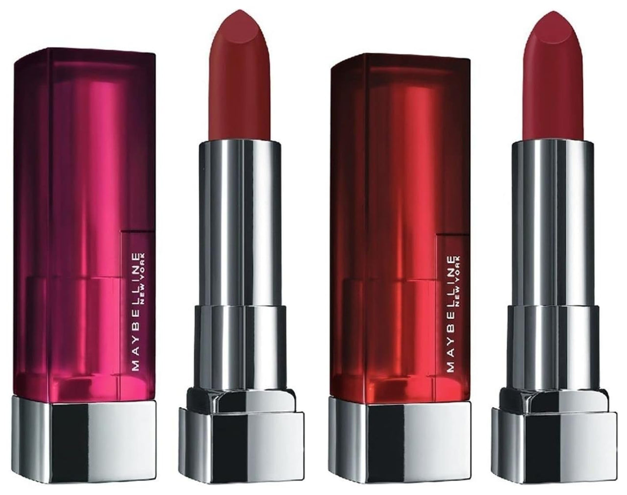 Maybelline New York Color Sensational Creamy Matte Lipstick, 696 Burgundy Blush, 3.9g and Maybelline New York Color Sensational Creamy Matte Lipstick, 695 Divine Wine, 3.9g