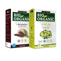 INDUS VALLEY Bio Organic Natural Shikakai Powder | Acacia concinna with Amla Powder | Indian Gooseberry for Hair Care - (100g+100g=200g)