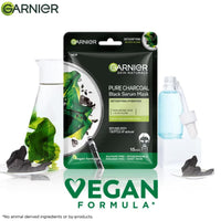 Garnier Skin Naturals, Face Mask, Hydrating & Detoxifying, Black Serum Mask Pure Charcoal, 1 pc, 28g | Garnier Skin Naturals, Face Mask, Hydrating, Brightening & Anti-Dark Spots, Bright Complete, 1 pc, 28g